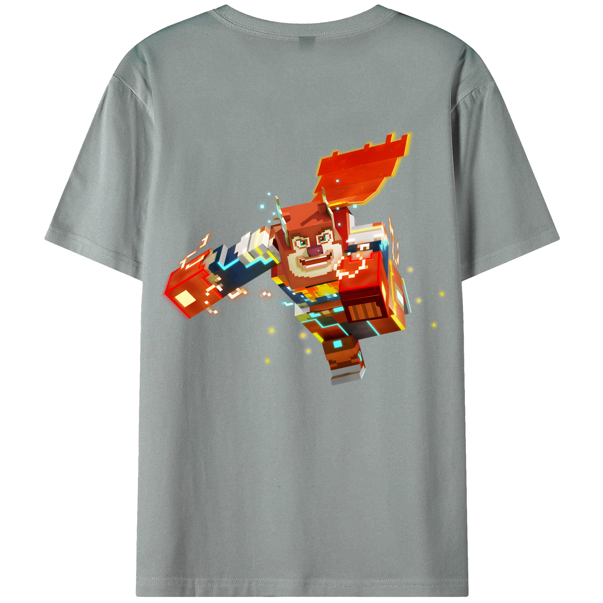 （画像用） マインクラフト ブロックの世界 Minecraft MC Block world 綿100％ メンズ半袖Tシャツ（バックプリント） 通気性
